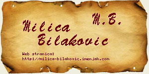 Milica Bilaković vizit kartica
